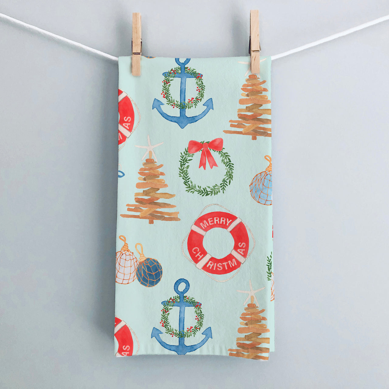Coastal Christmas Tea Towel