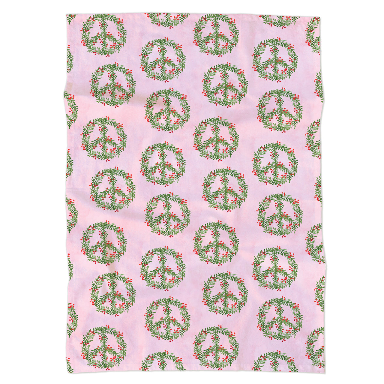 Peace Wreath Holiday Tea Towel