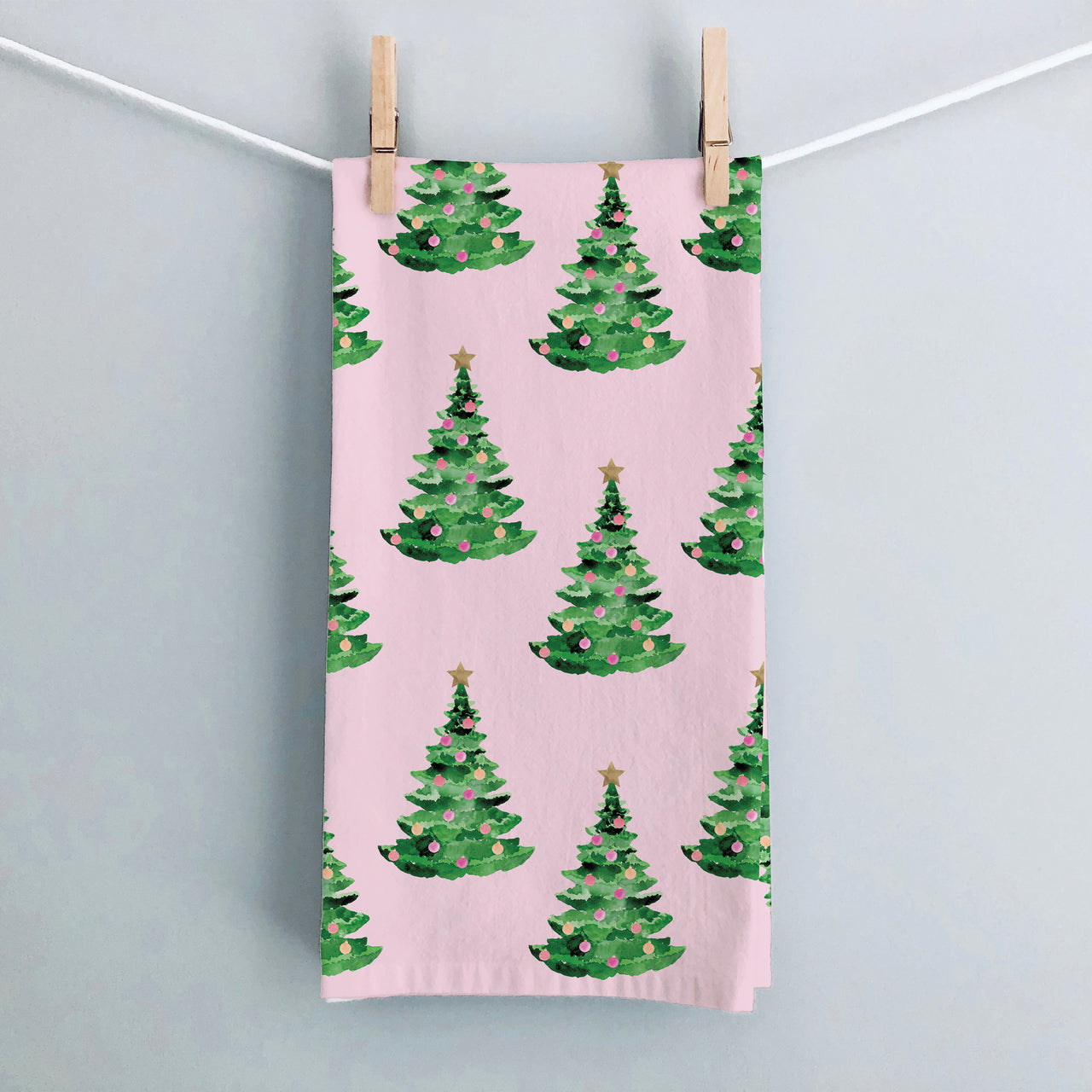 Pink Christmas Trees Tea Towel by Gert & Co