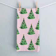 Pink Christmas Trees Tea Towel by Gert & Co