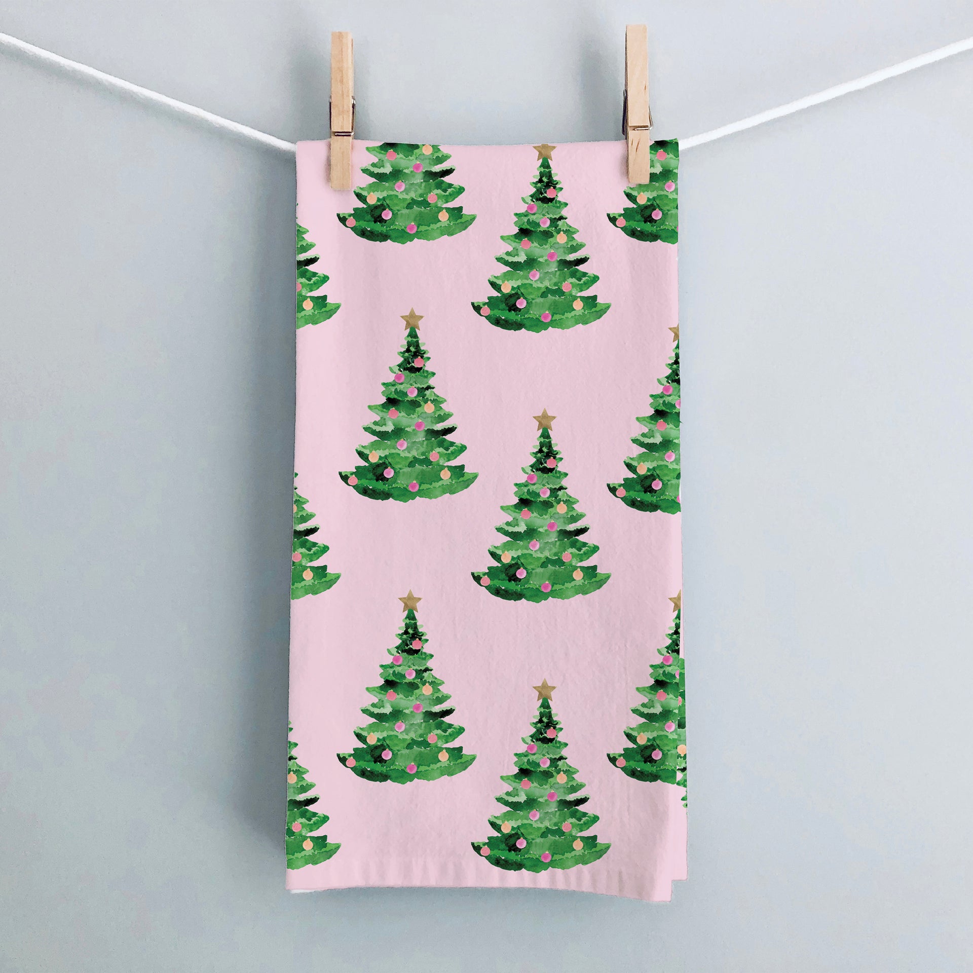 Pink Christmas Trees Tea Towel by Gert & Co