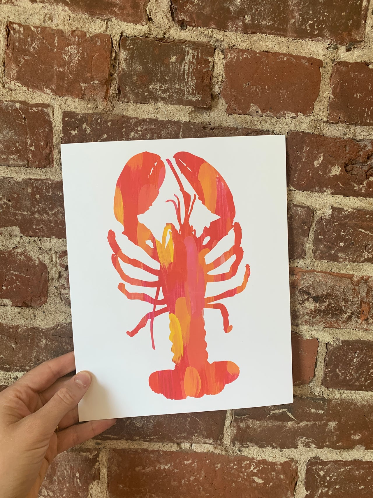 Bright Pink & Orange Maine Lobster Print - SECOND QUALITY