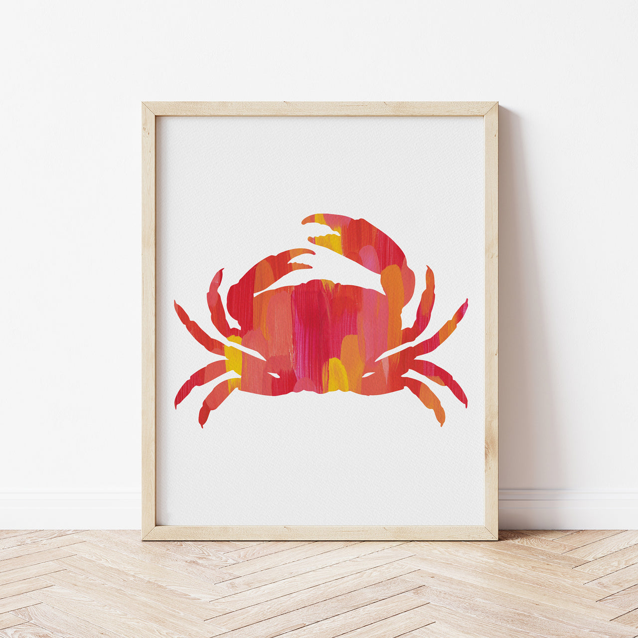 Bright Pink & Orange Crab Art Print