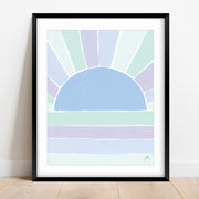 Blue Retro Sun Art Print by Gert & Co