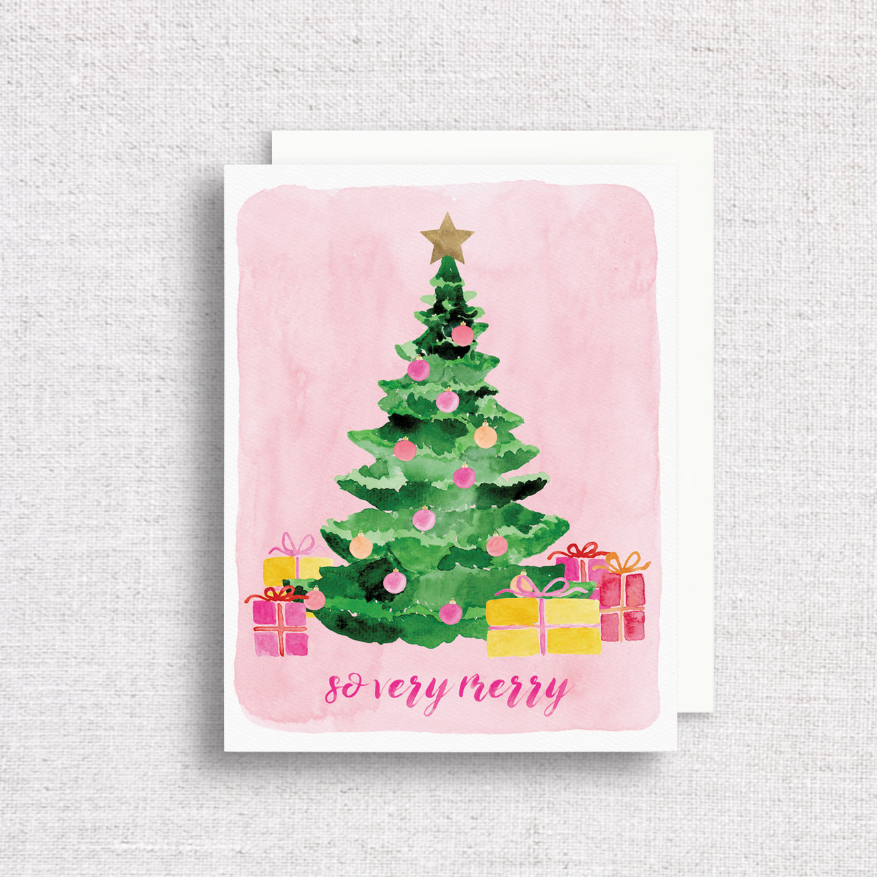 So Very Merry Pink Christmas Greeting Card by Gert & Co