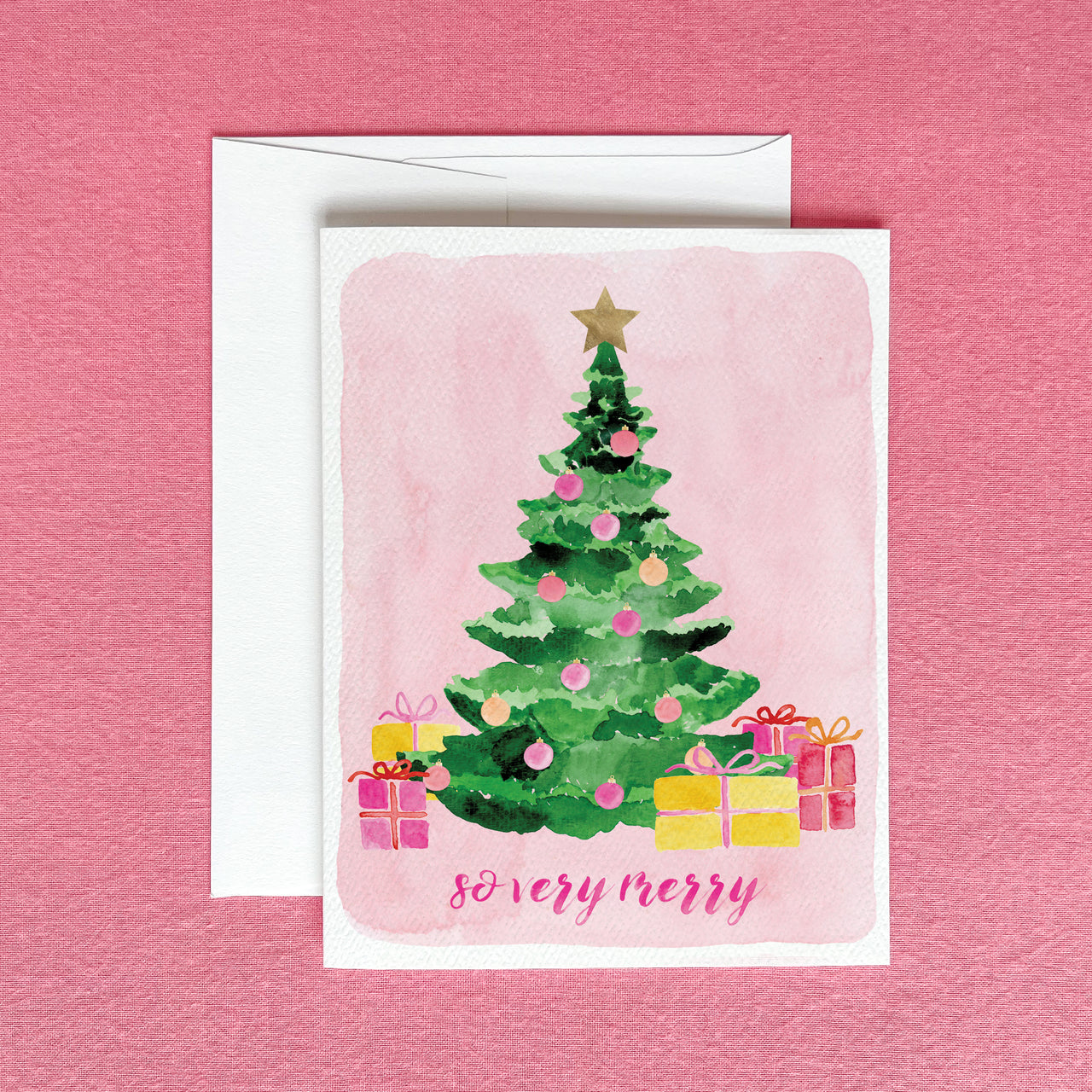 So Very Merry Pink Christmas Greeting Card by Gert & Co