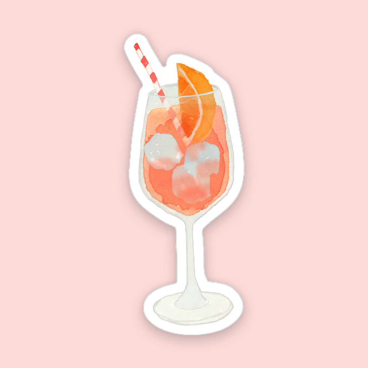 Sticker of an aperol spritz cocktail with ice and an orange slice