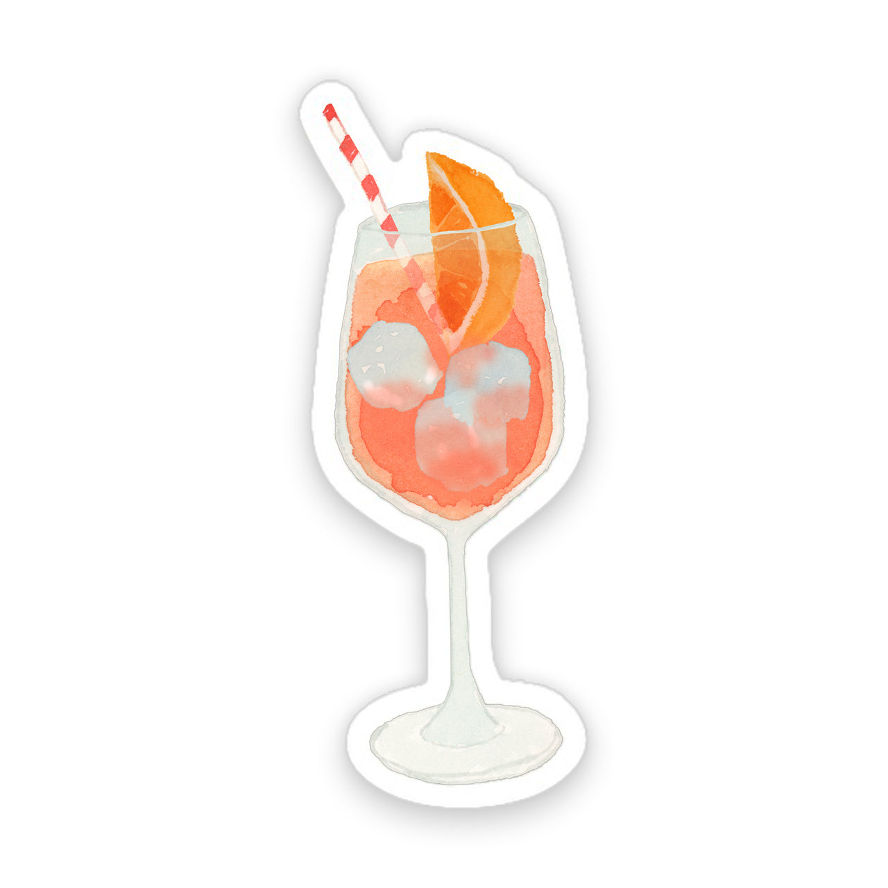 Sticker of a n aperol spritz cocktail with ice and an orange slice