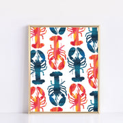 Bright Blue & Pink Lobster Print by Gert & Co