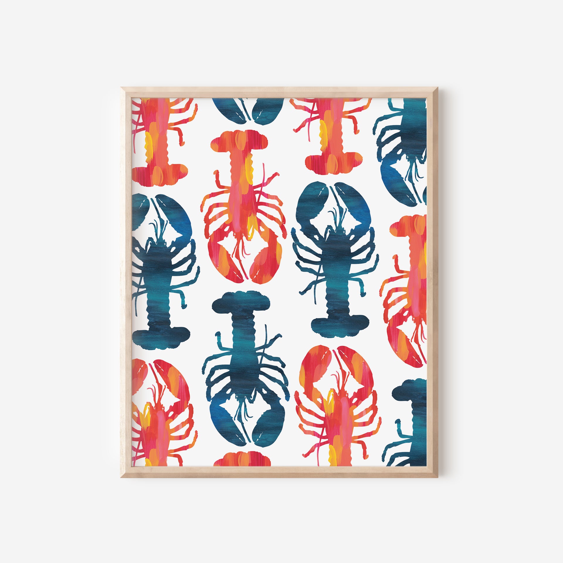 Bright Blue & Pink Lobster Print by Gert & Co