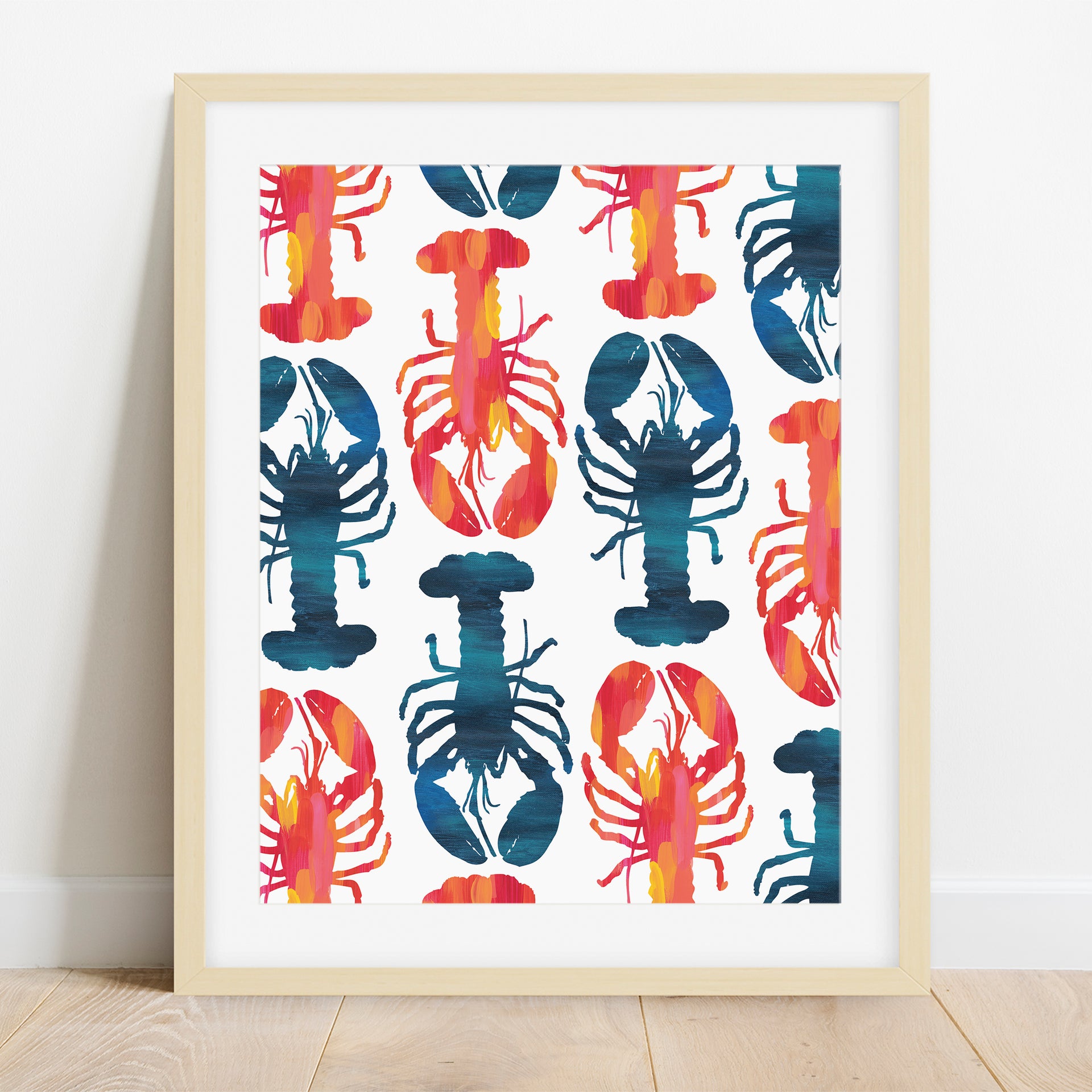 Bright Blue & Pink Lobster Print by Gert & Co