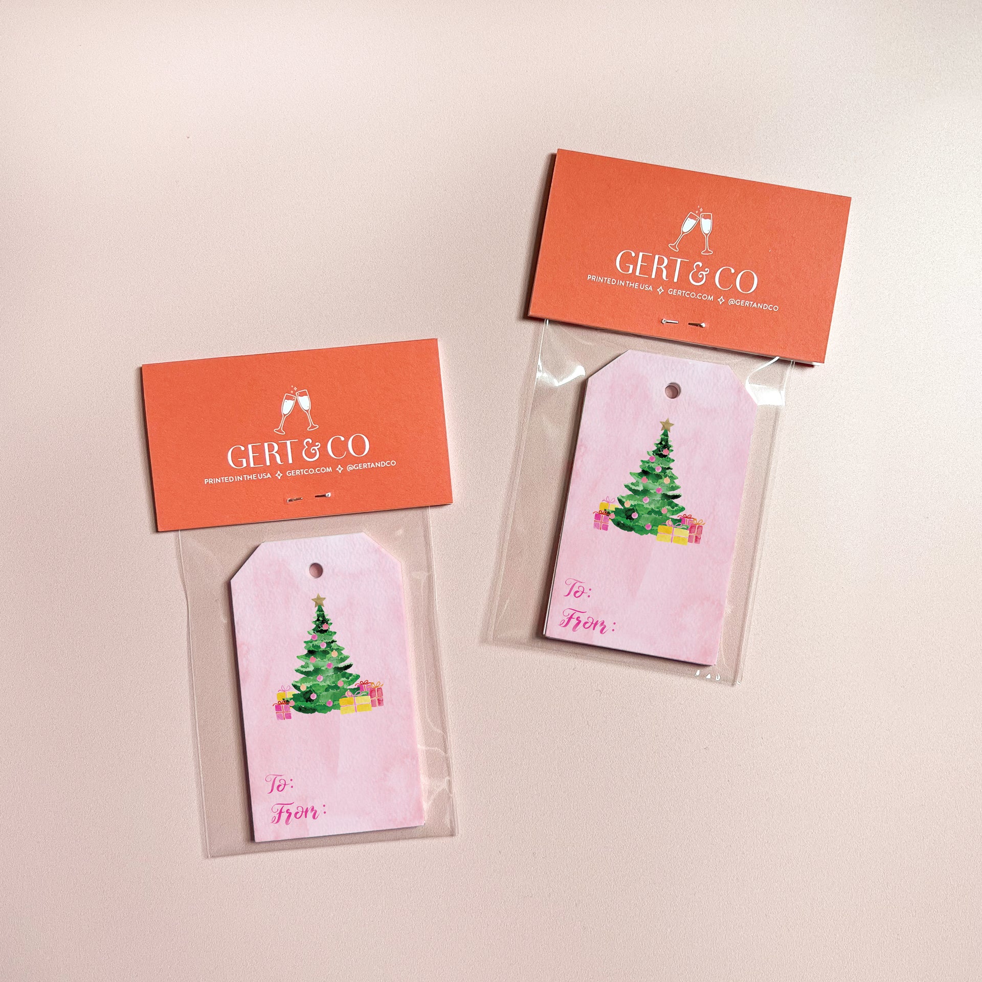 Pink Christmas Tree Holiday Gift Tags by Gert & Co