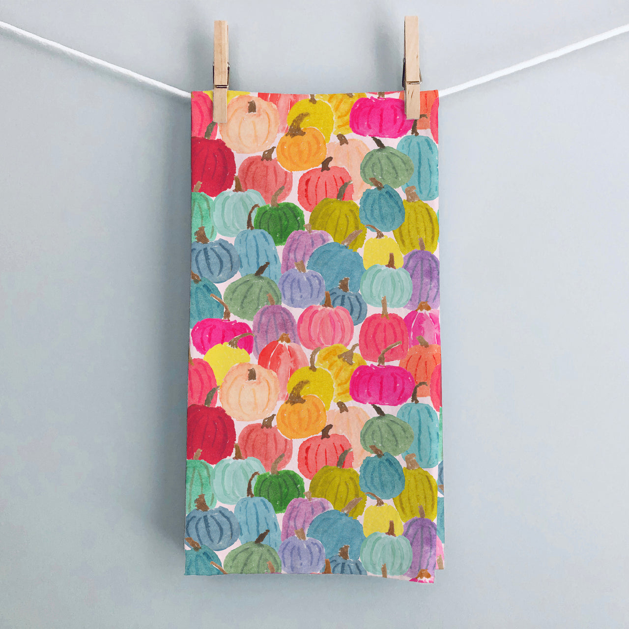 Colorful Pumpkins Fall Tea Towel
