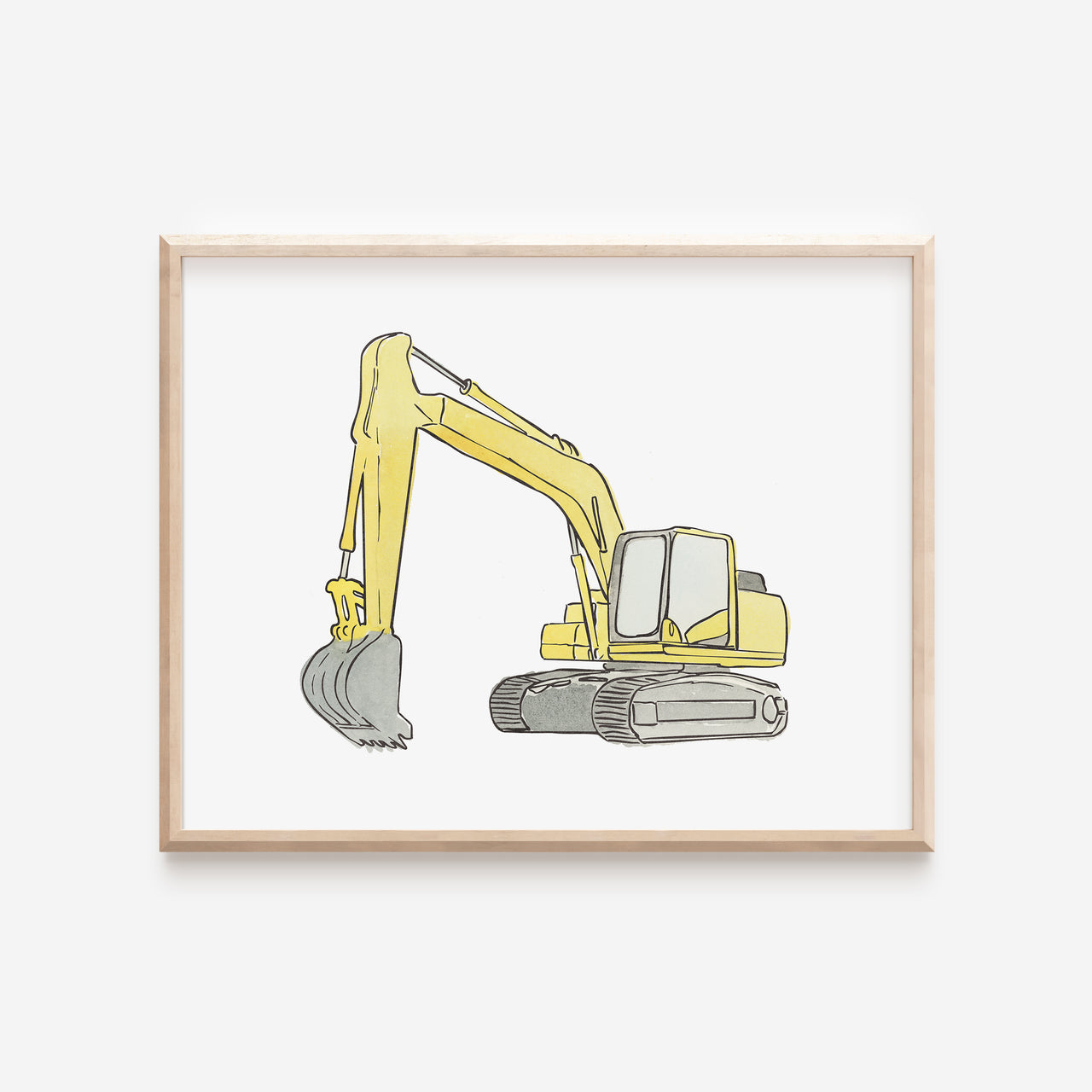 Yellow Watercolor Excavator Art Print