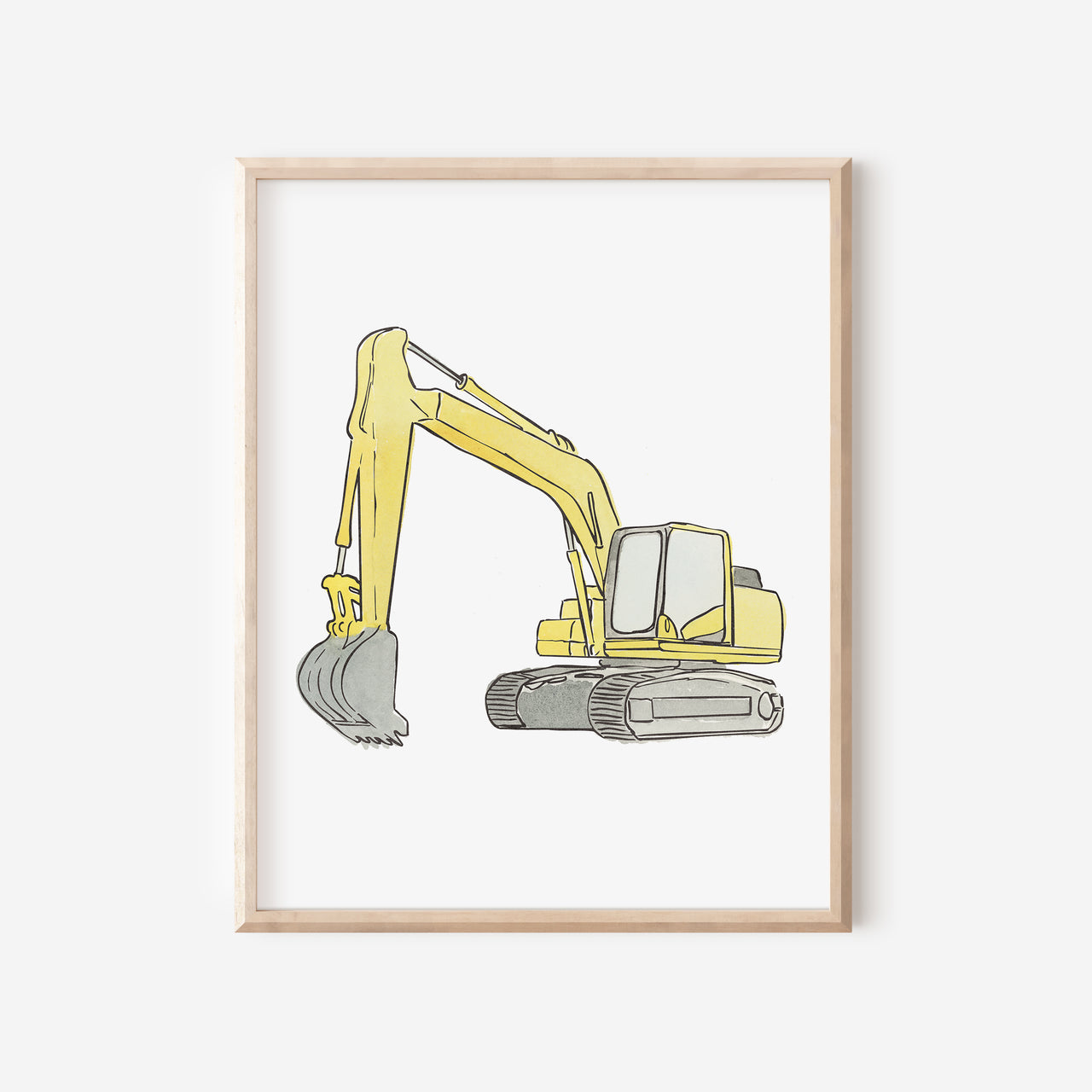 Yellow Watercolor Excavator Art Print