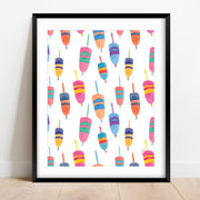 Colorful Watercolor Buoys Repeat Art Print by Gert & Co