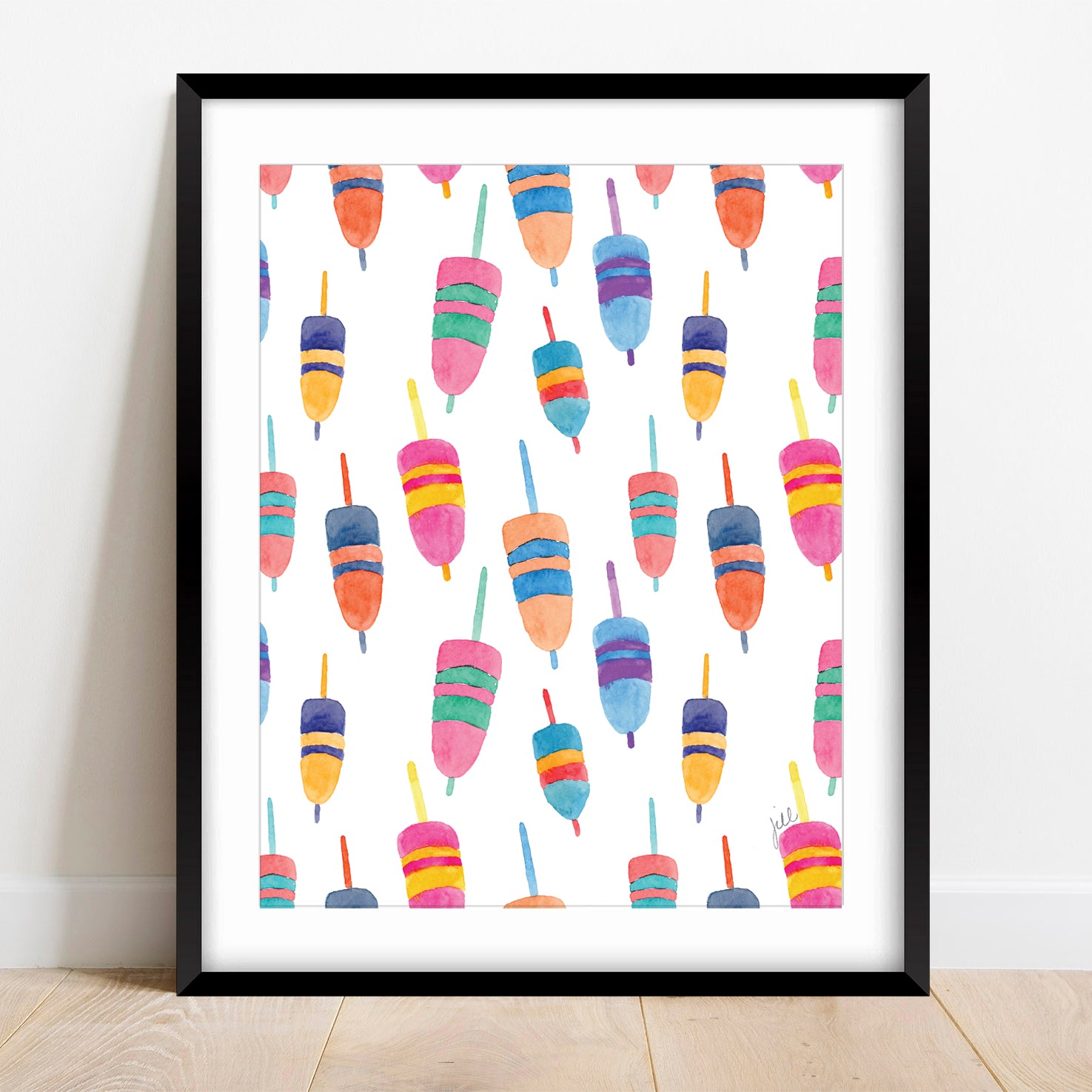 Colorful Watercolor Buoys Repeat Art Print by Gert & Co