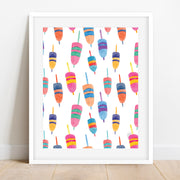 Colorful Watercolor Buoys Repeat Art Print by Gert & Co