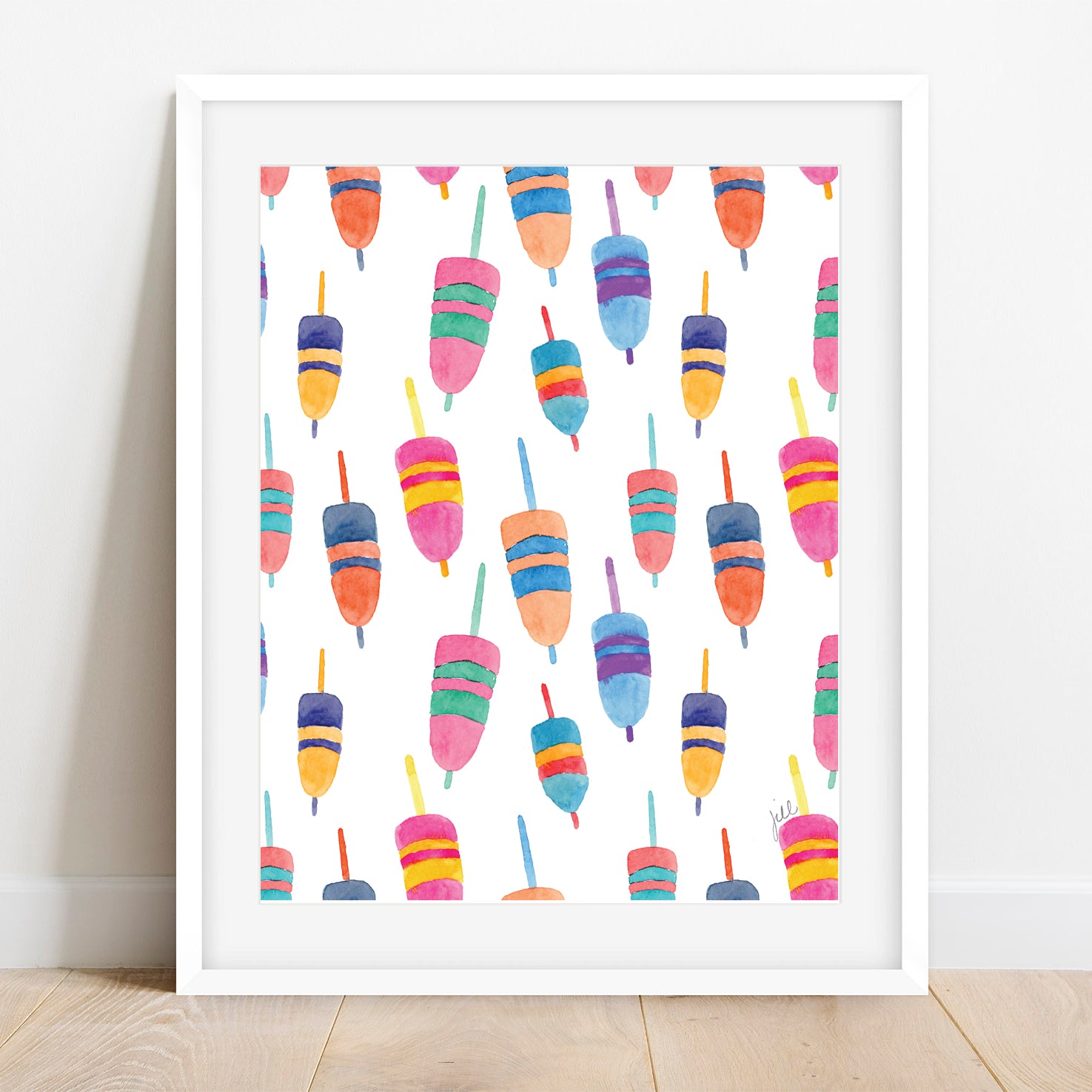 Colorful Watercolor Buoys Repeat Art Print by Gert & Co