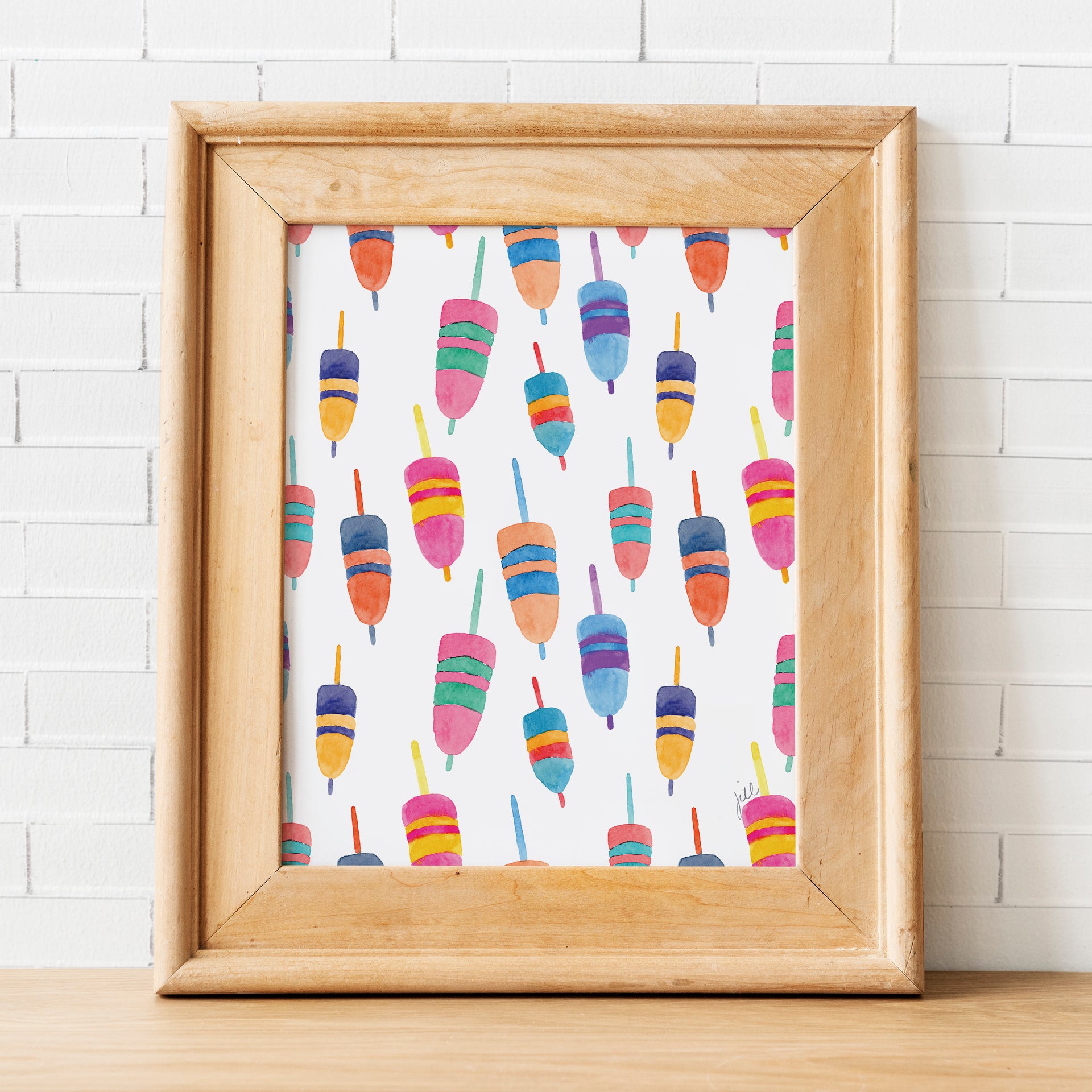 Colorful Watercolor Buoys Repeat Art Print by Gert & Co