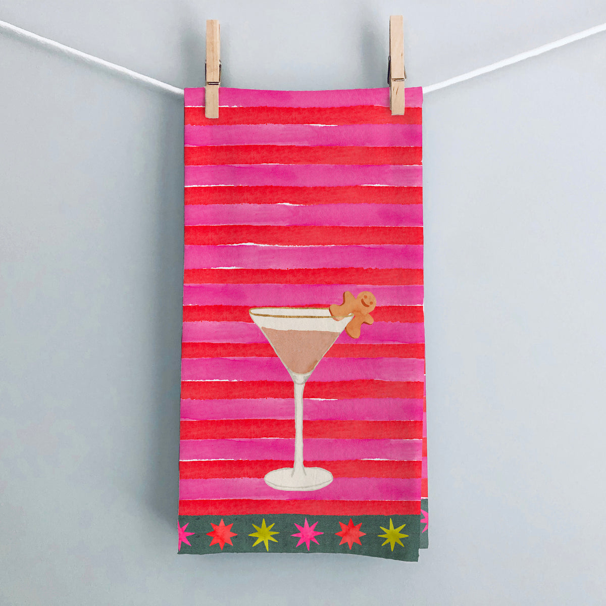 Gingerbread Martini Christmas Tea Towel
