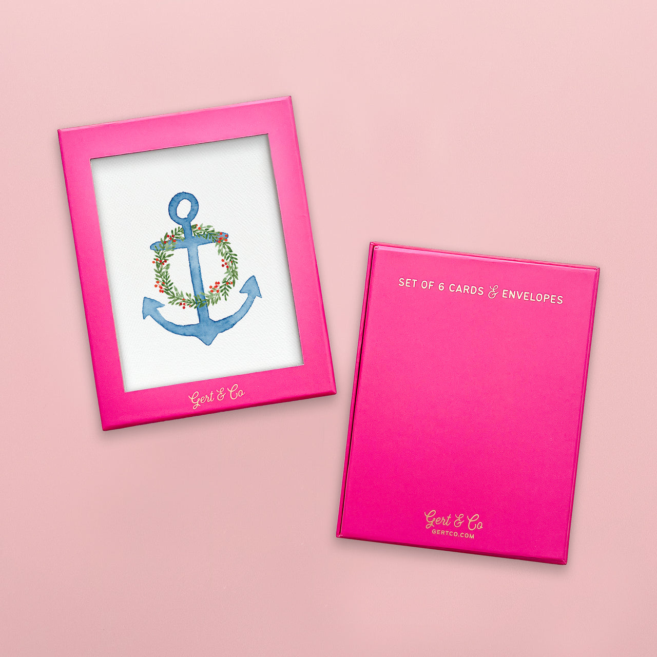 Set of 6 Holiday Anchor Christmas Greeting Cards by Gert & Co
