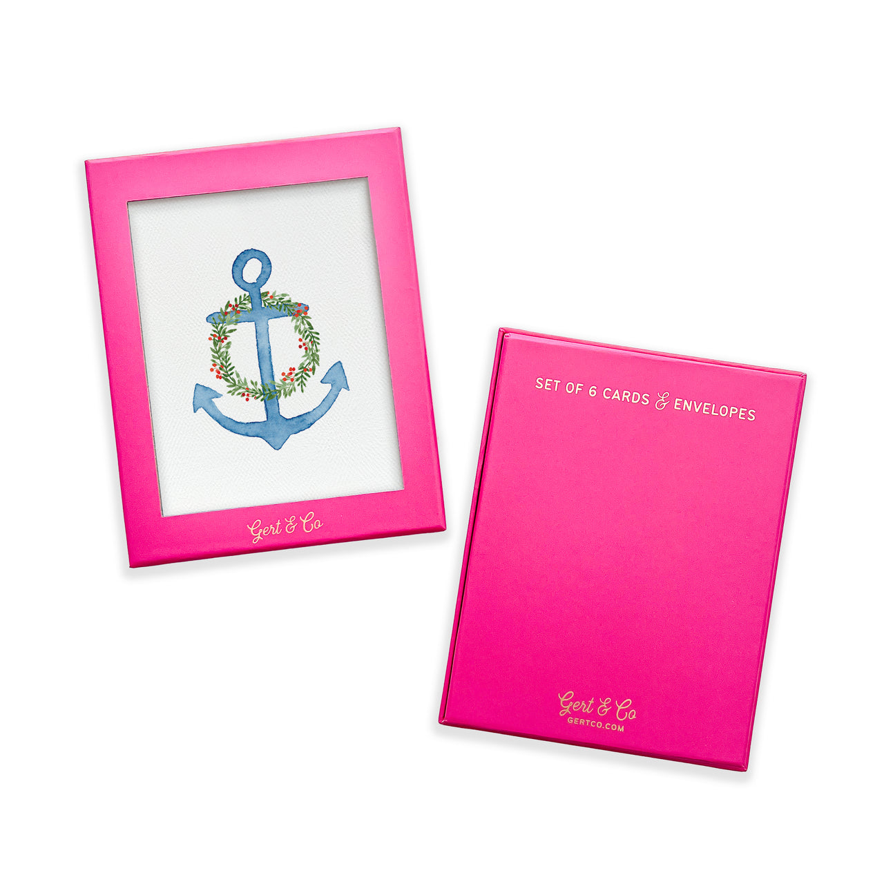 Set of 6 Holiday Anchor Christmas Greeting Cards by Gert & Co