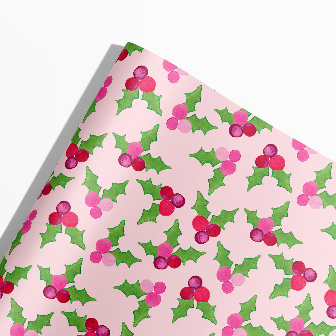 Pink Holly Holiday Gift Wrap