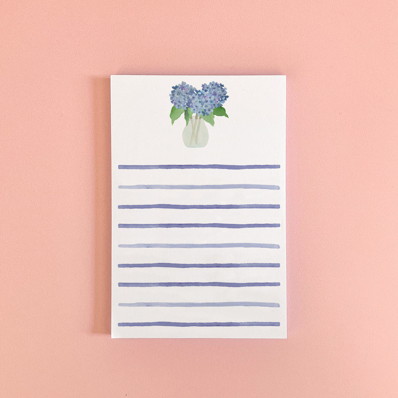 Notepad with watercolor hydrangea bouquet