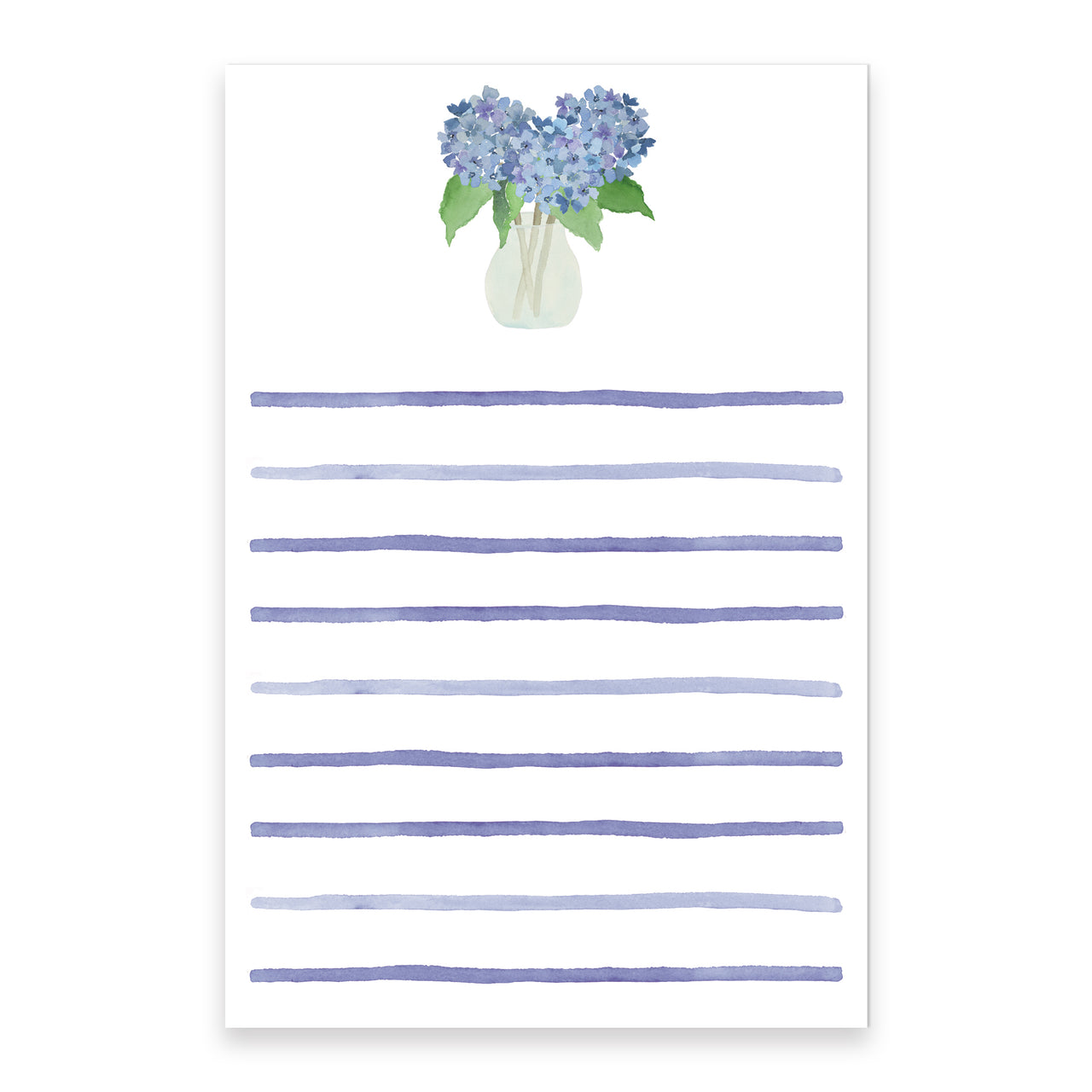 Notepad with watercolor hydrangea bouquet