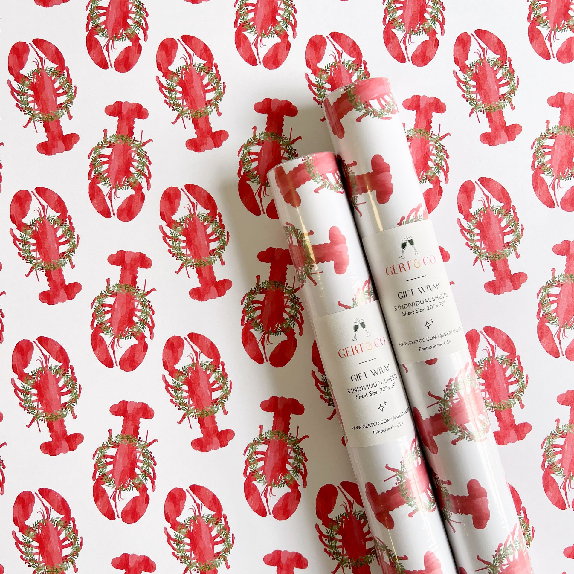 Holiday Lobster Gift Wrap by Gert & Co