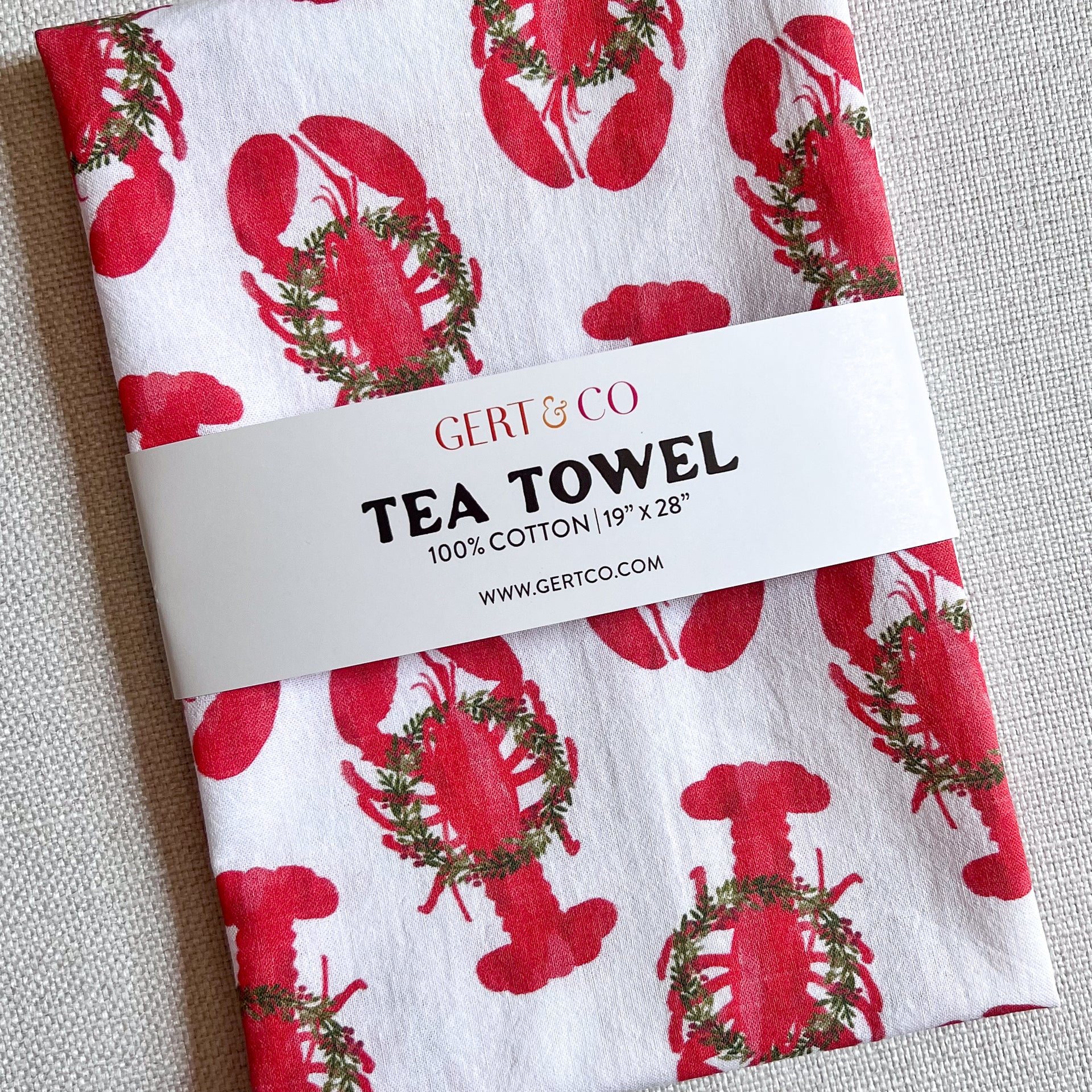 Holiday Lobsters Tea Towel Tea Towel by Gert & Co