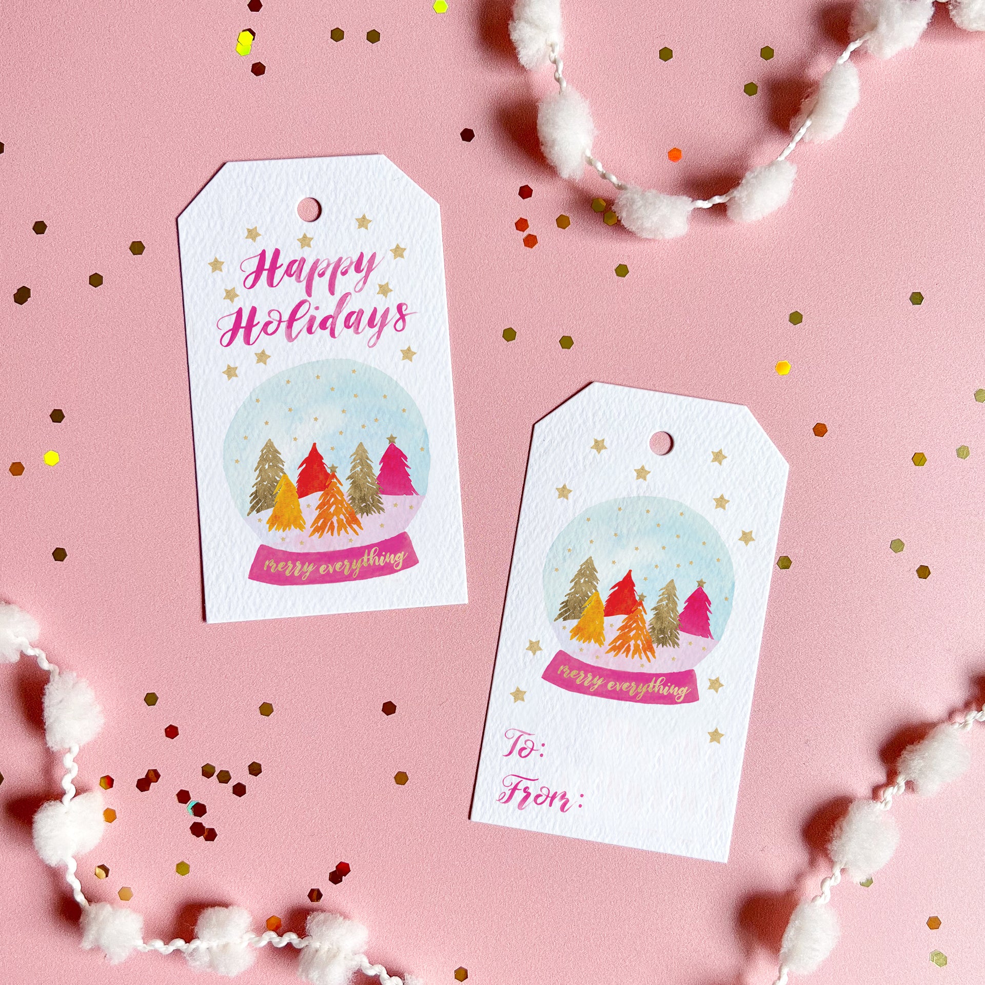 Merry Everything Snow Globe Holiday Gift Tags by Gert & Co
