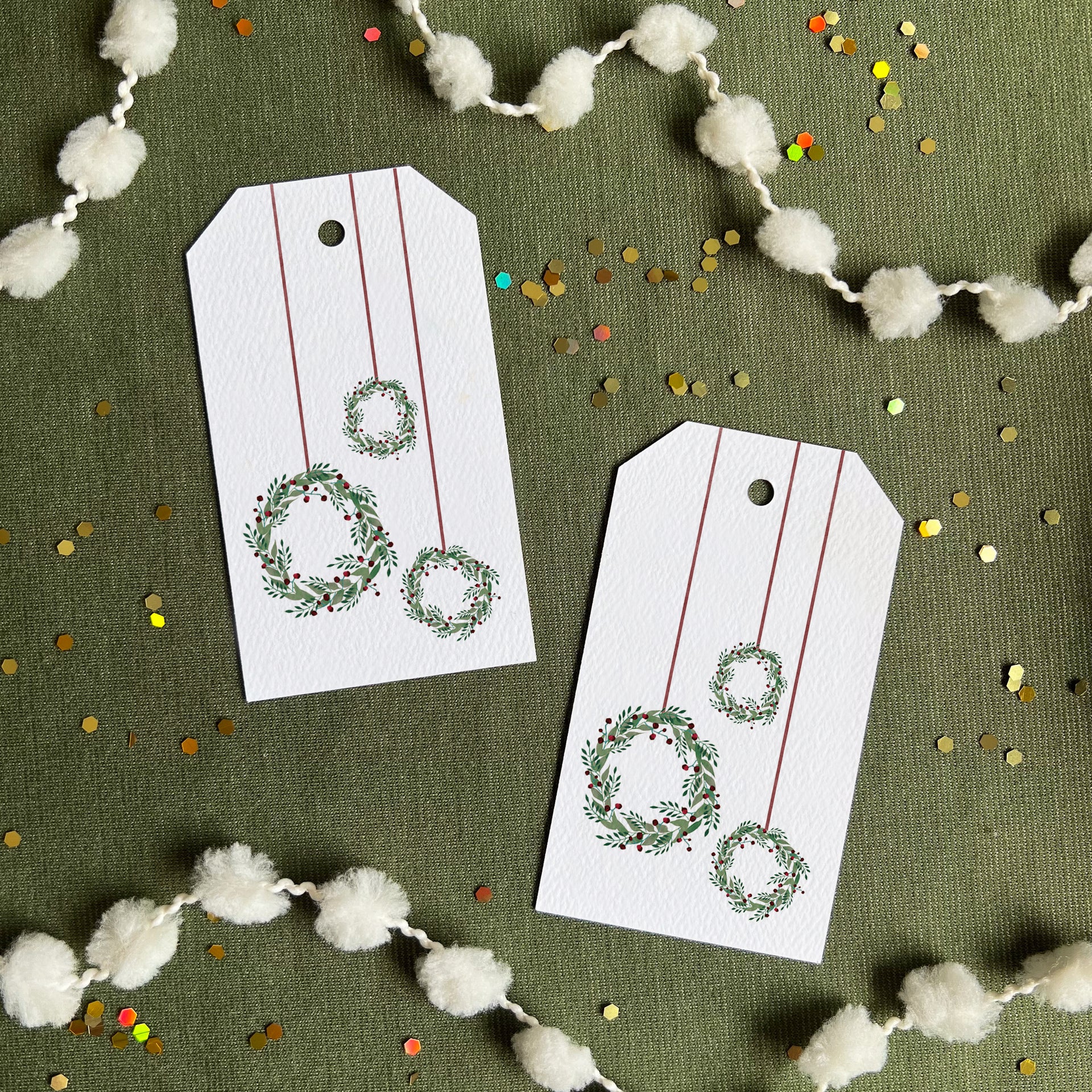 Watercolor Mini Wreaths Gift Tags by Gert & Co