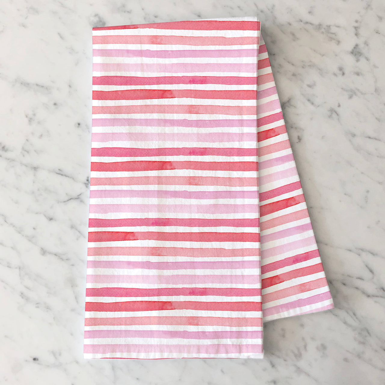 SECOND QUALITY - Pink Watercolor Stripes Tea Towel