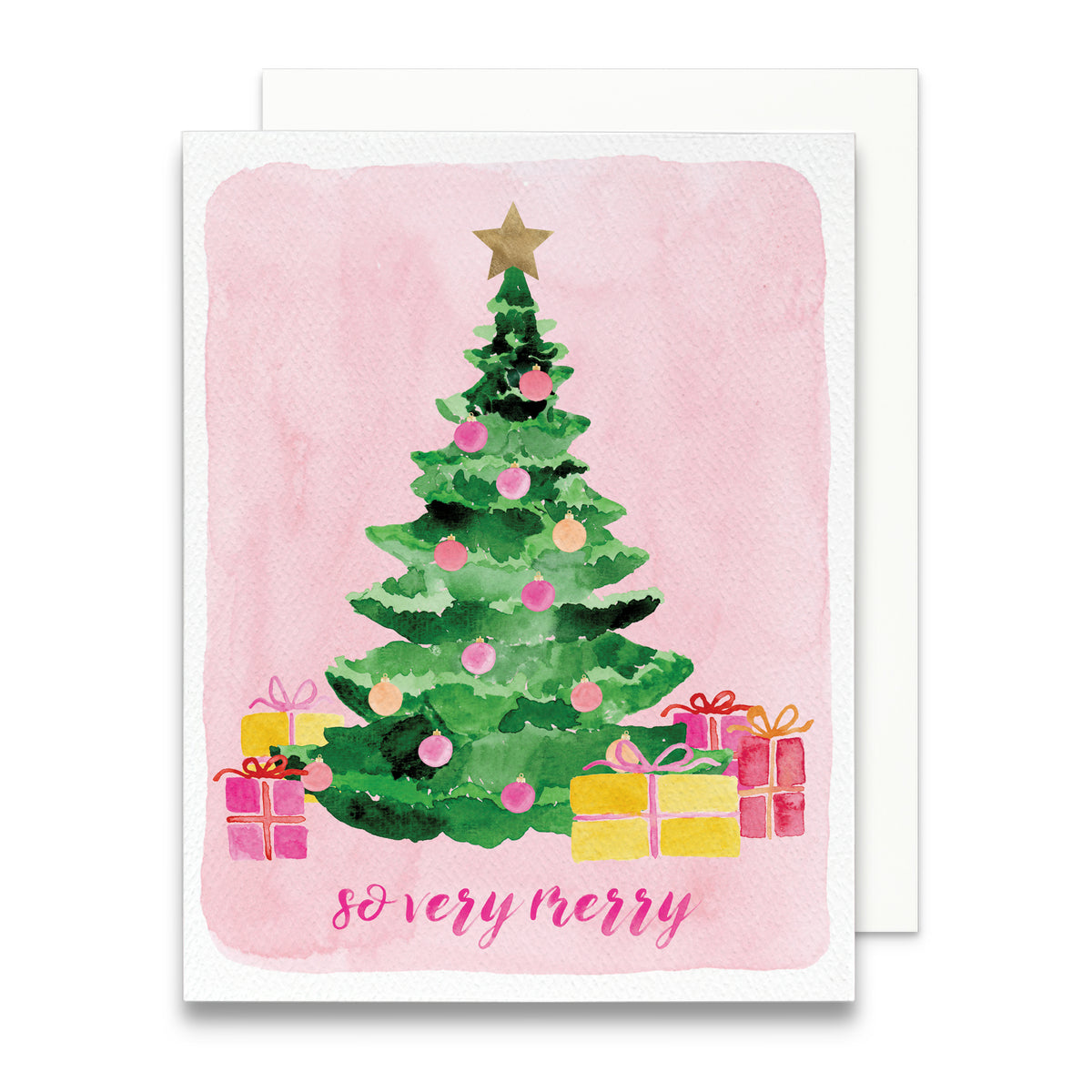 So Very Merry Pink Christmas Greeting Card