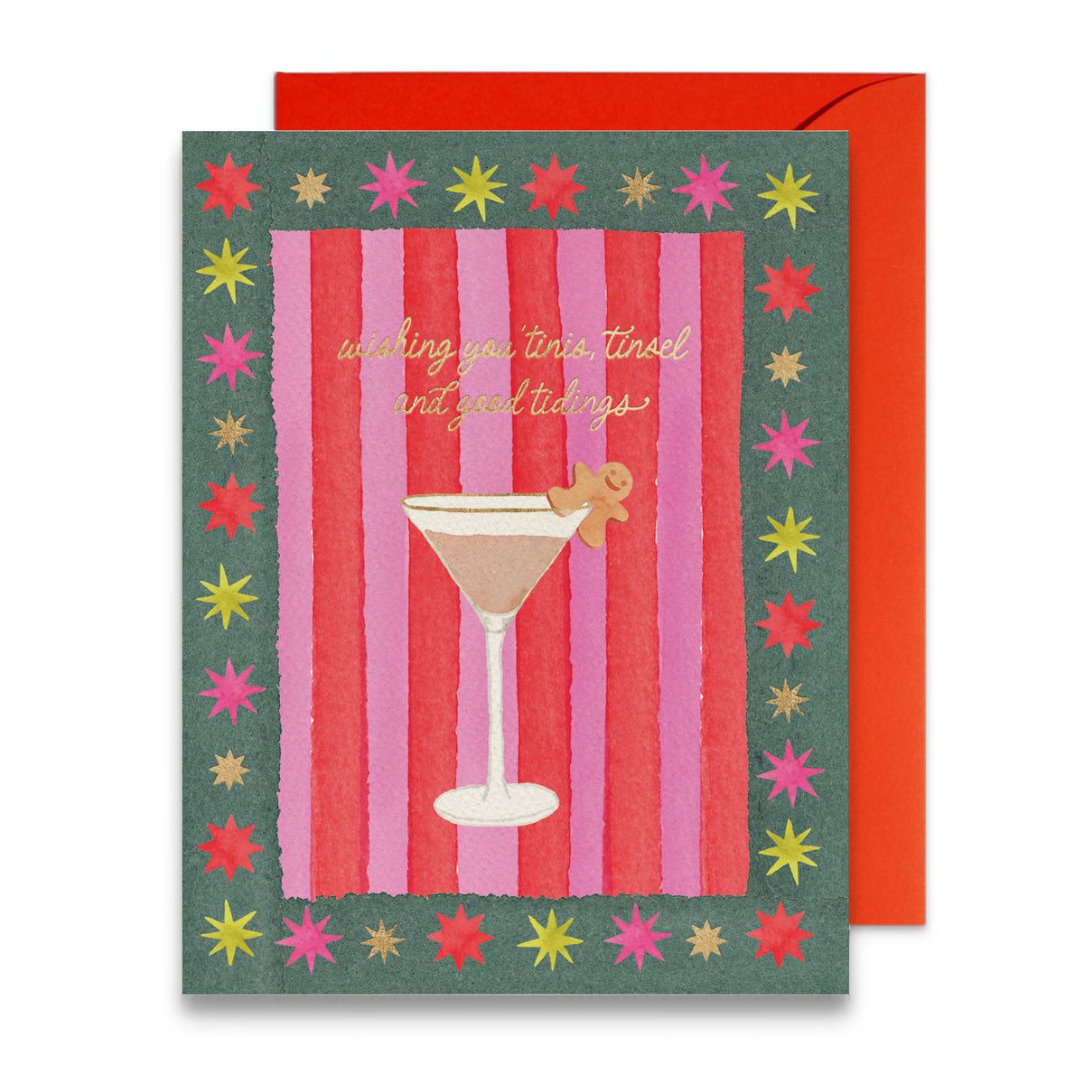 Tinis, Tinsel & Good Tidings Christmas Card, Set of 6