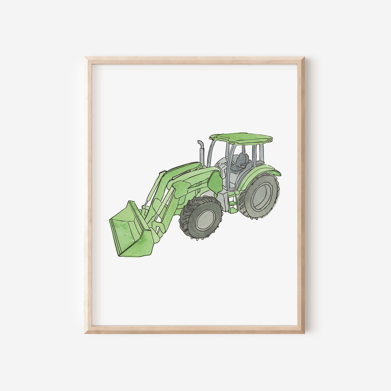 Green Watercolor Tractor Art Print
