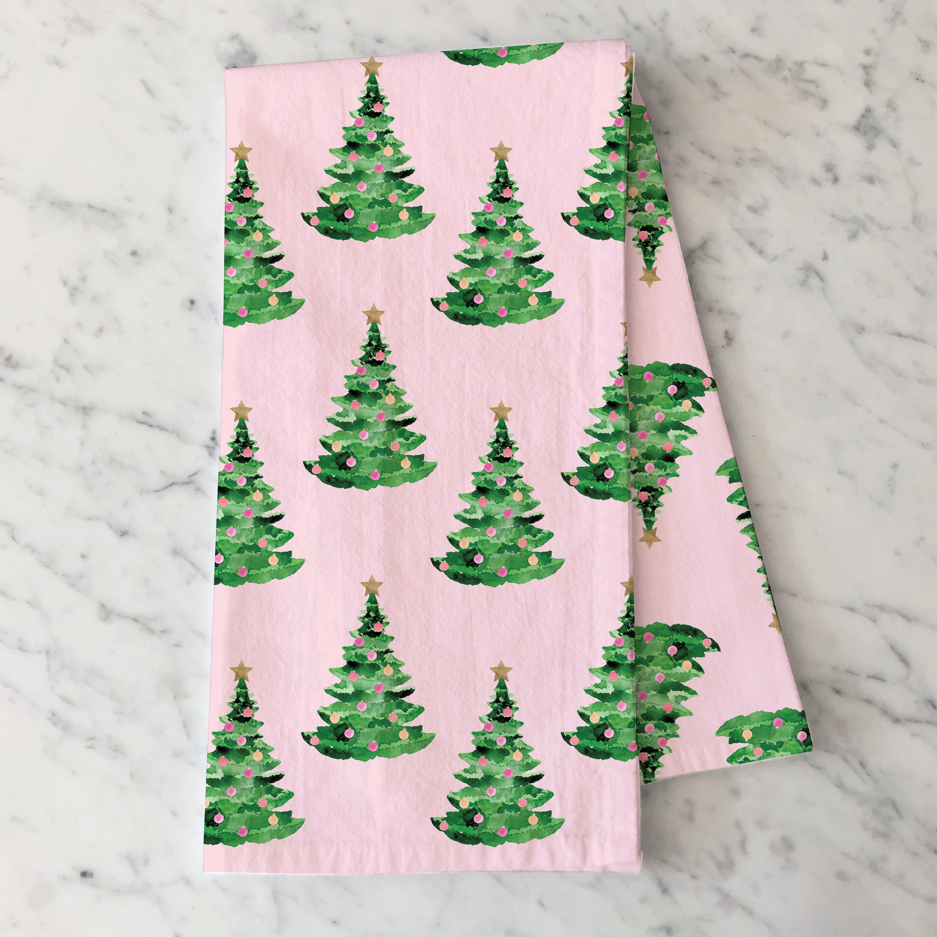 Pink Christmas Trees Tea Towel by Gert & Co