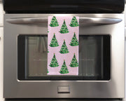Pink Christmas Trees Tea Towel by Gert & Co