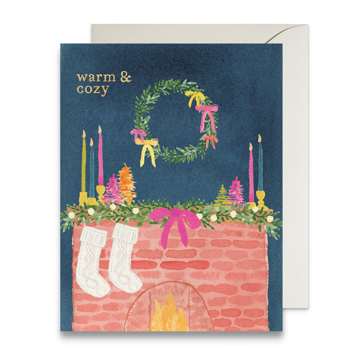 Warm & Cozy Holiday Mantel Greeting Card