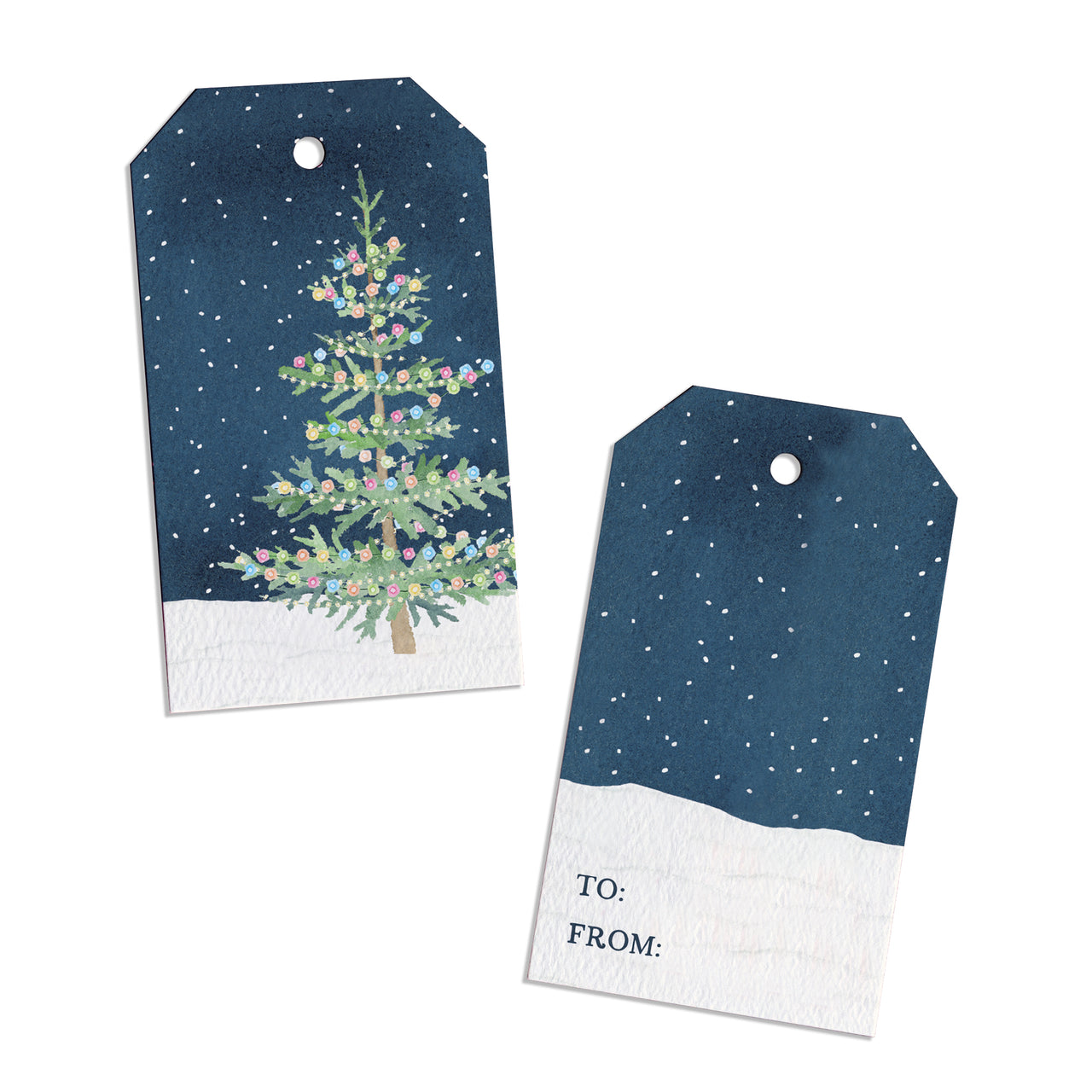 Whimsical Christmas Tree Holiday Gift Tags, Set of 8