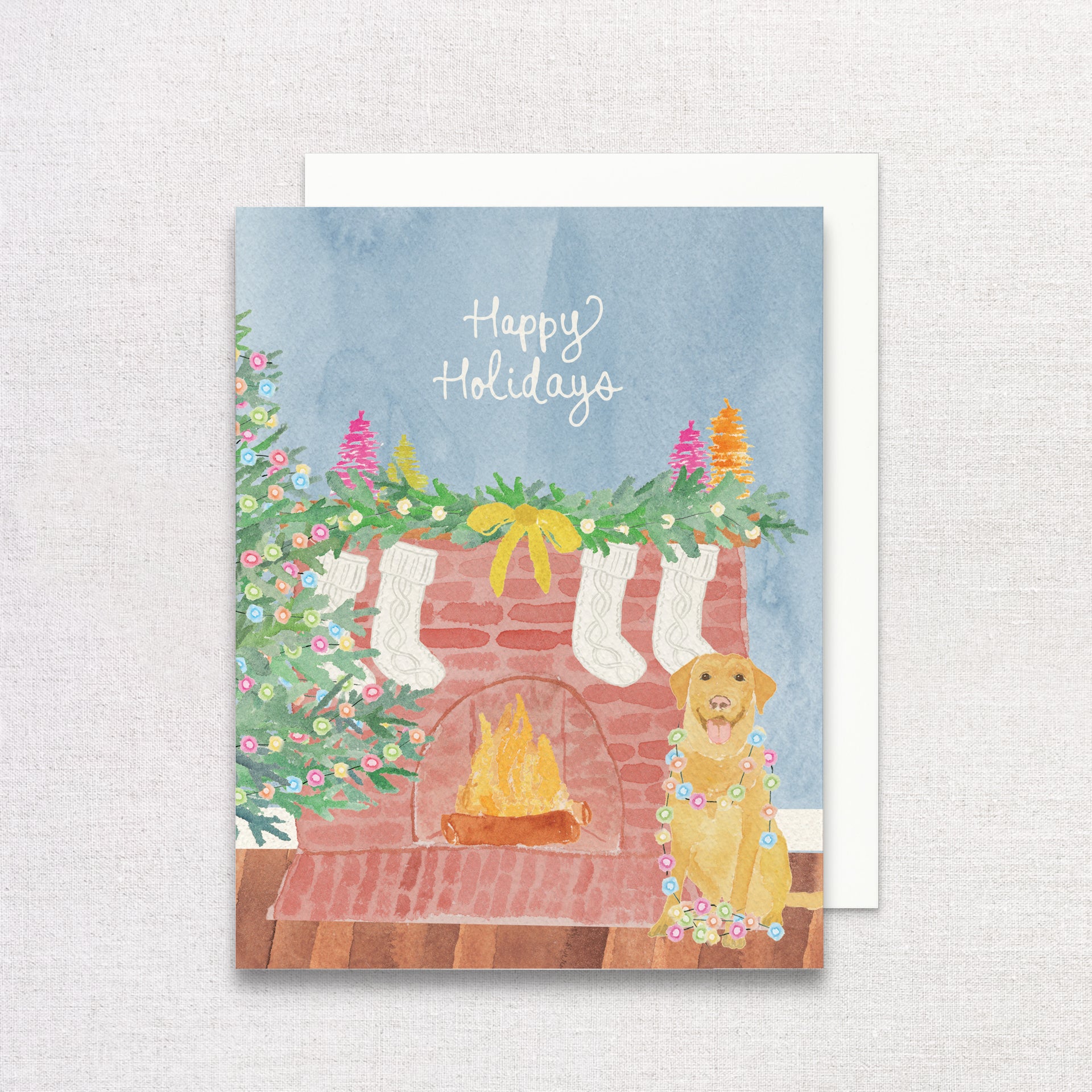 Festive Yellow Lab Greeting Card by Gert & Co