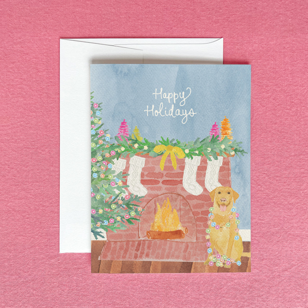 Festive Yellow Lab Greeting Card by Gert & Co