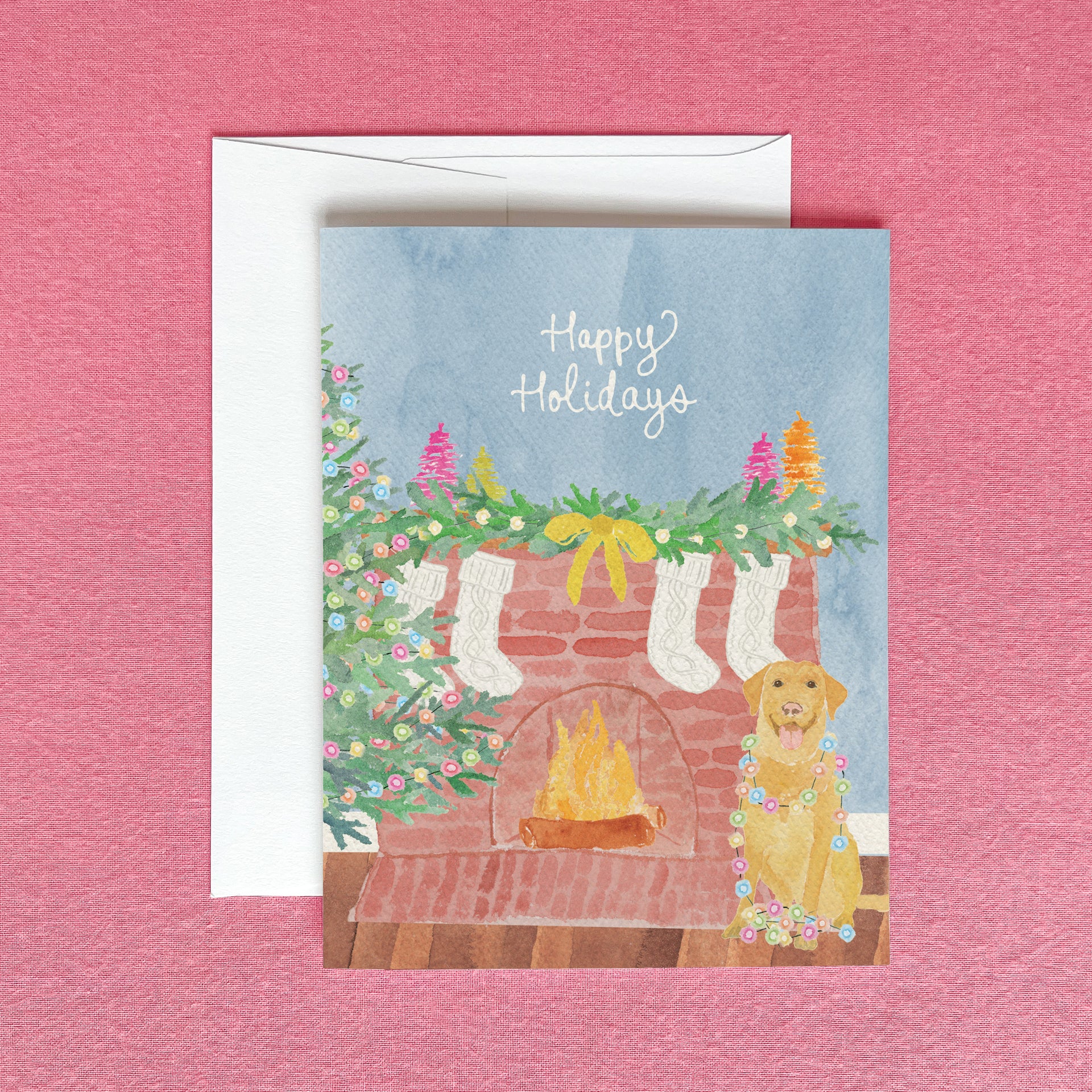 Festive Yellow Lab Greeting Card by Gert & Co