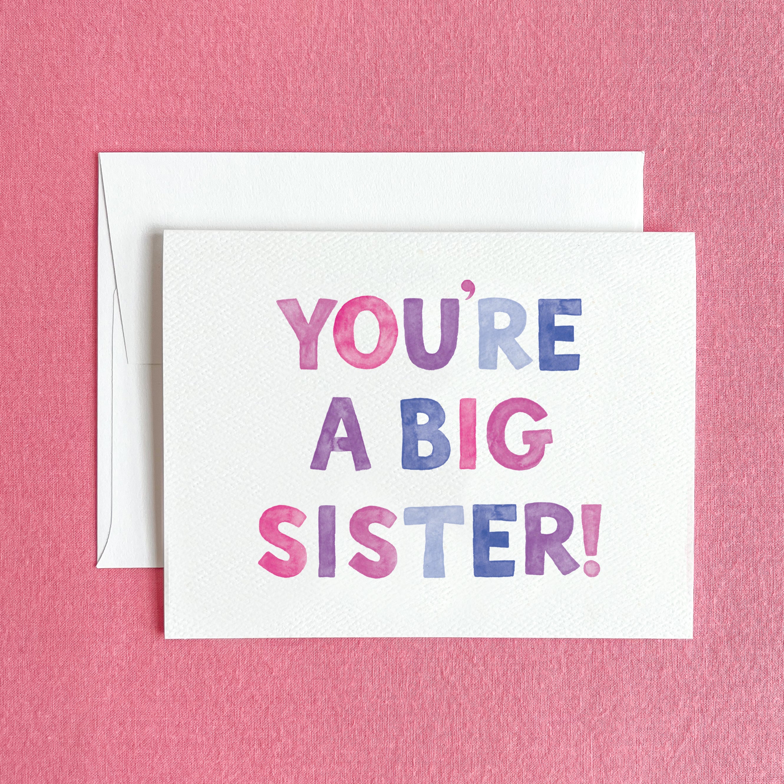 Glückwunschkarte Für Große Schwester – „You Are A Big Sister“, Pink, 12,7x17,8 Cm, Blanko Innen