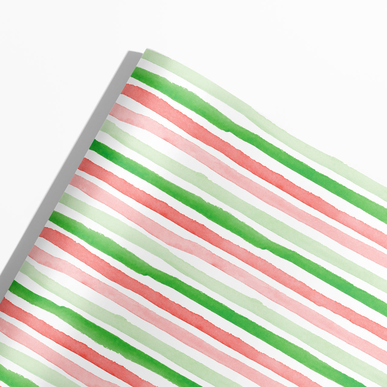 SECOND QUALITY - Watercolor Christmas Stripes Gift Wrap
