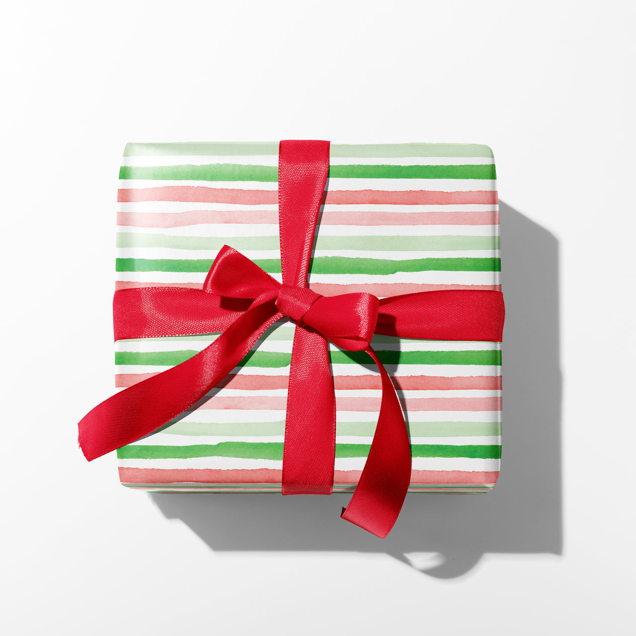 SECOND QUALITY - Watercolor Christmas Stripes Gift Wrap