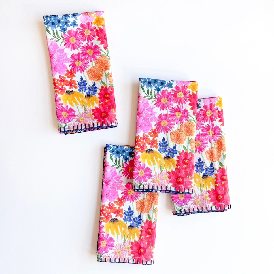 Bright Wildflowers Fabric Napkins - Set of 4