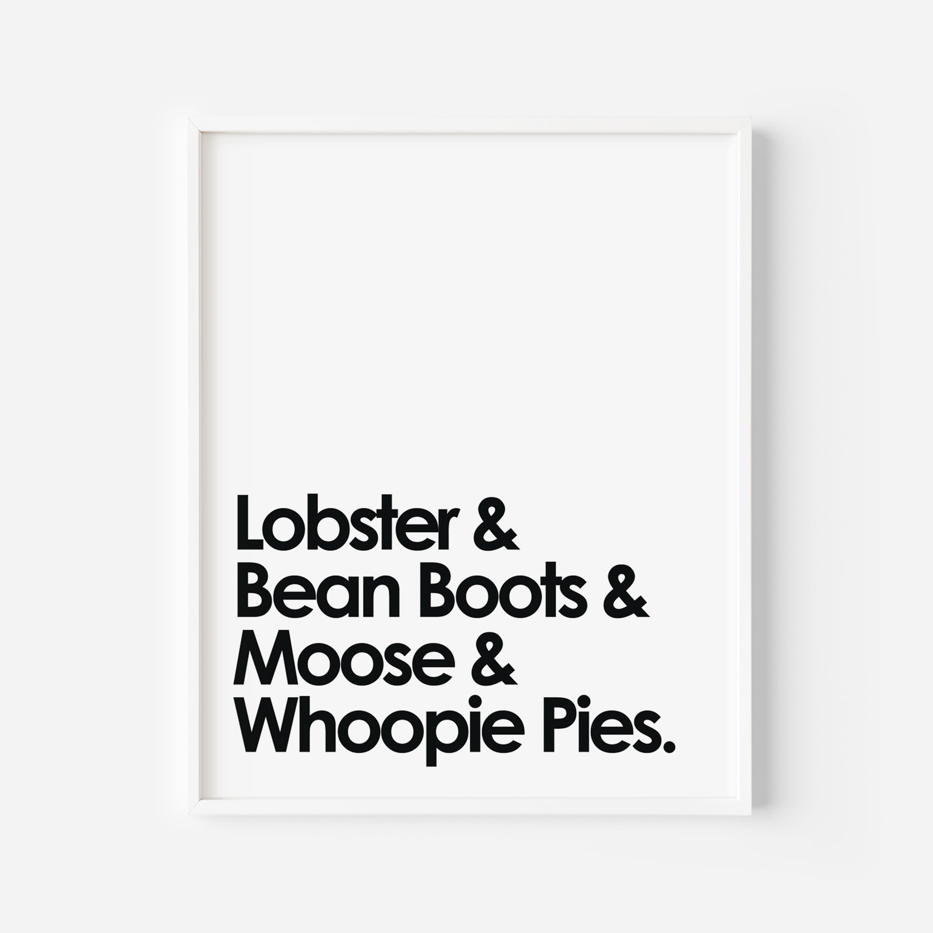 Lobster, Bean Boots, Moose, & Whoopie Pies Print by Gert & Co